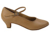 Beige Brown Leather Cuban ballroom Heel