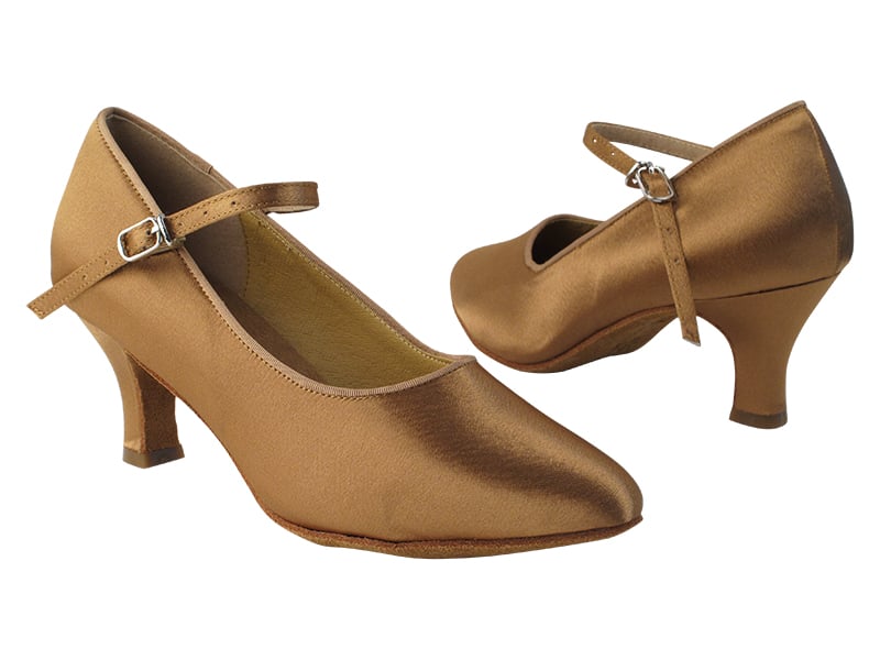 Brown satin dance heels