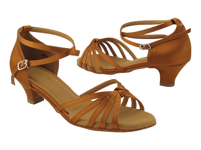 Dark Tan Satin & Cuban ballroom Heel