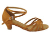 Dark Tan Satin & Cuban ballroom Heel