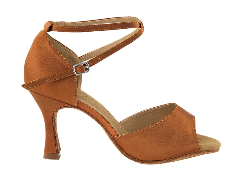 Dark tan satin ballroom heels