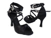 Black satin ballroom heels