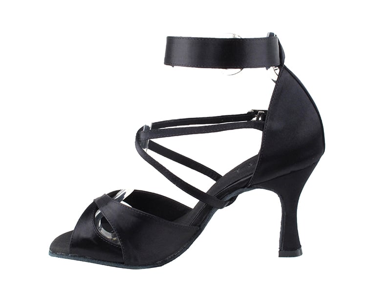 Black satin ballroom heels