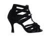 Black nubuck ballroom heels: sleek, durable footwear