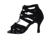 Black nubuck ballroom heels: sleek, durable footwear