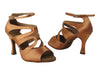 Tan satin ballroom heels: sophisticated footwear for dancers