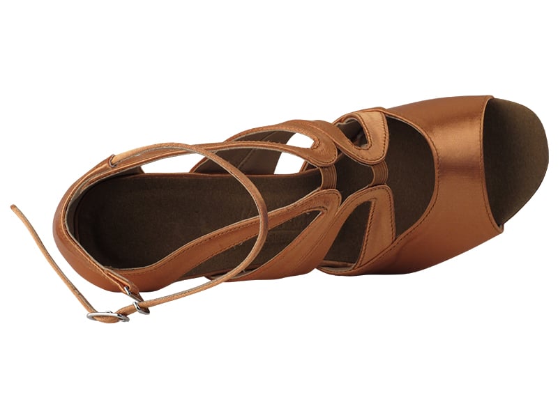 Tan satin ballroom heels: sophisticated footwear for dancers