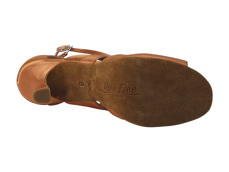 Tan satin ballroom heels: sophisticated footwear for dancers