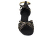 Black Satin & Gold Trim Cuban ballroom Heel