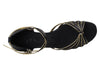 Black Satin & Gold Trim Cuban ballroom Heel