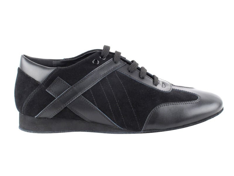 Black leather and suede dance sneakers