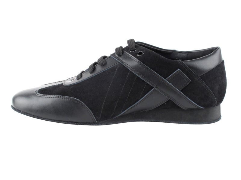 Black leather and suede dance sneakers