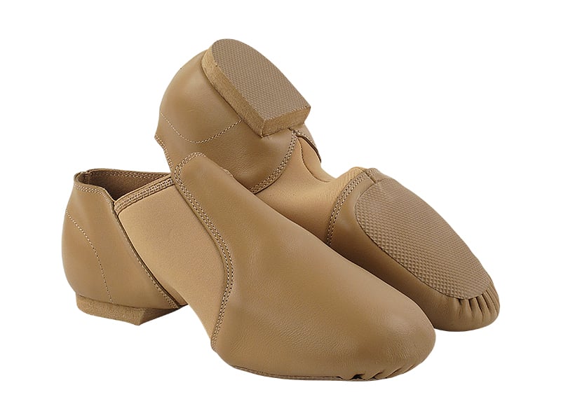 Beige brown leather jazz shoes