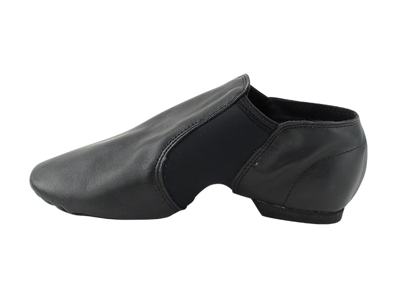 Split black leather jazz shoes: versatile, supportive footwear