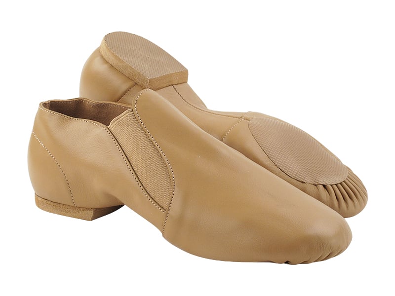 Beige brown leather jazz shoes