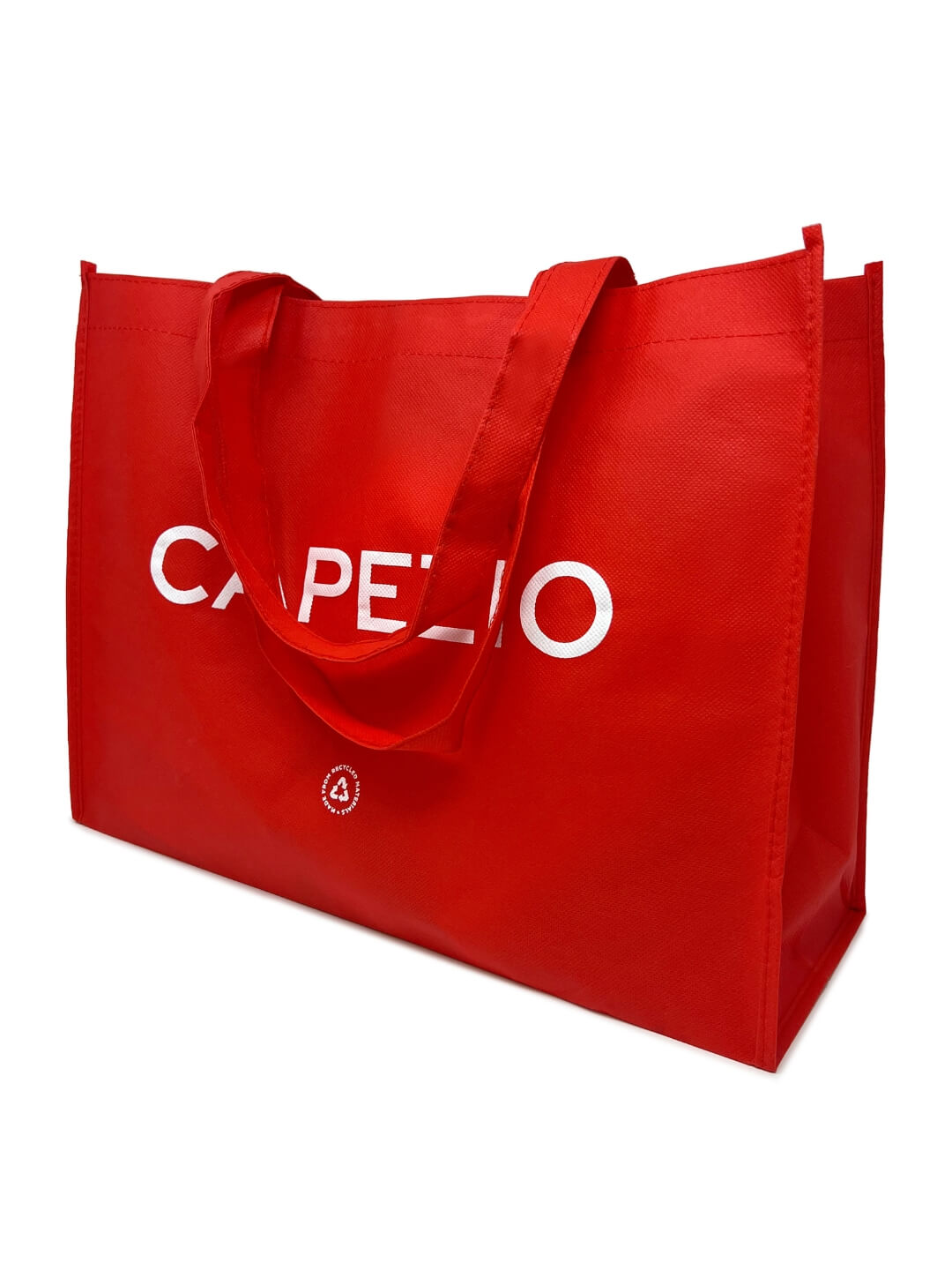 Red eco-friendly shopping tote made from sustainable materials