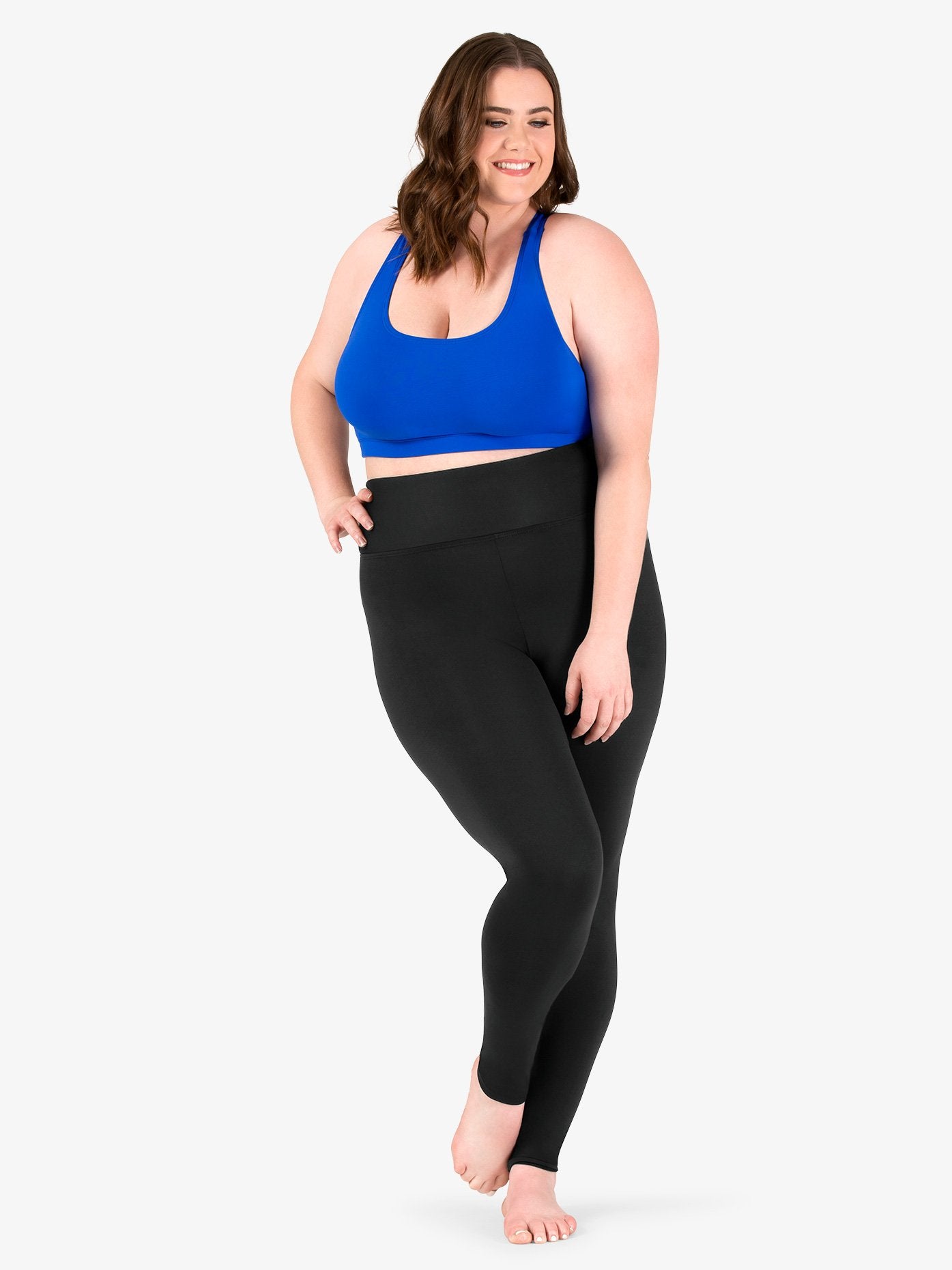 Womens Plus Size Compression High Waist Black Dance Legging