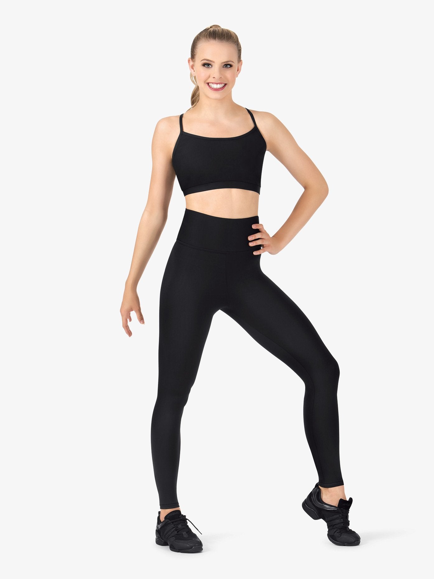 Womens Plus Size Compression High Waist Black Dance Legging
