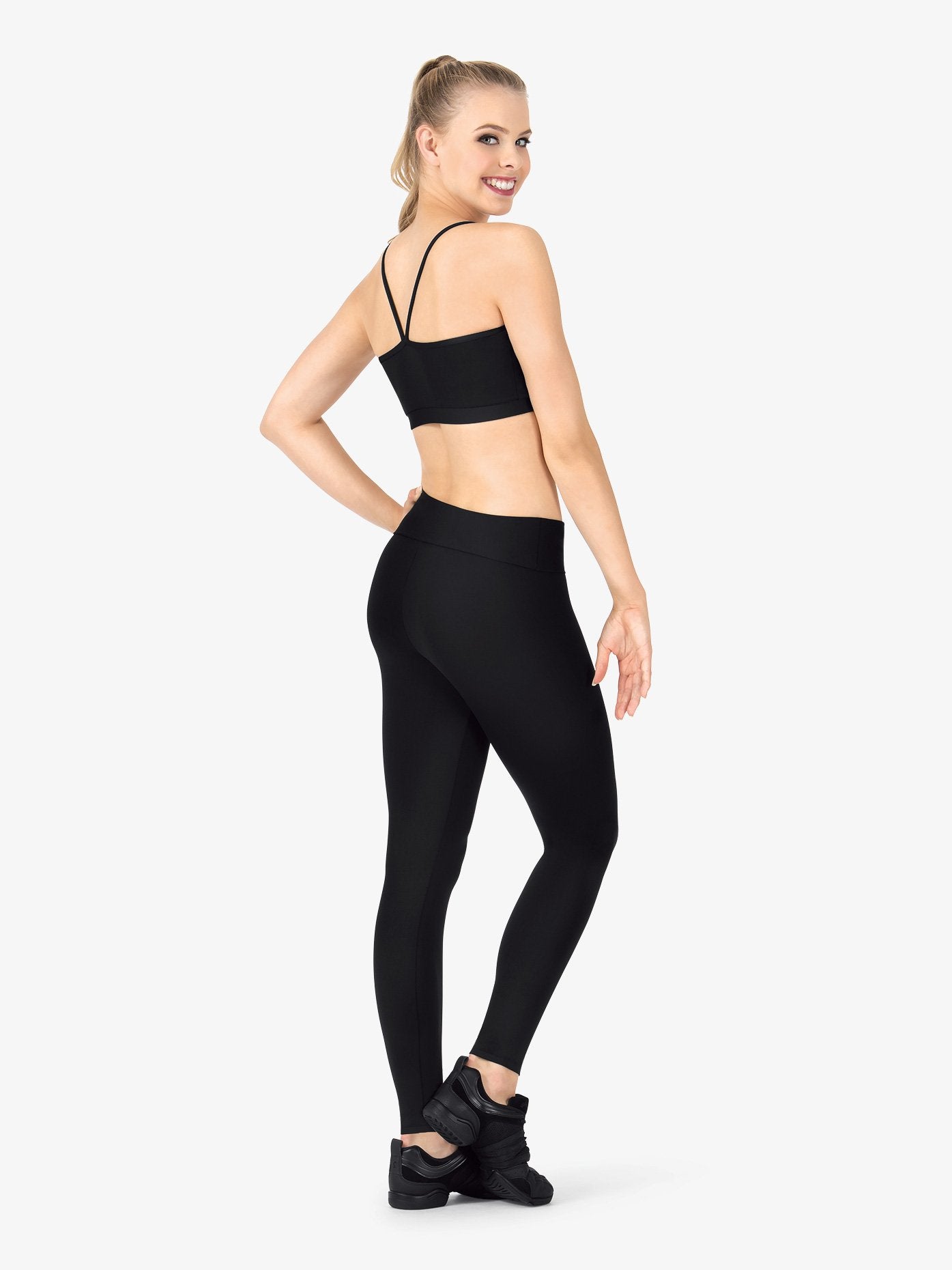 Womens Plus Size Compression High Waist Black Dance Legging