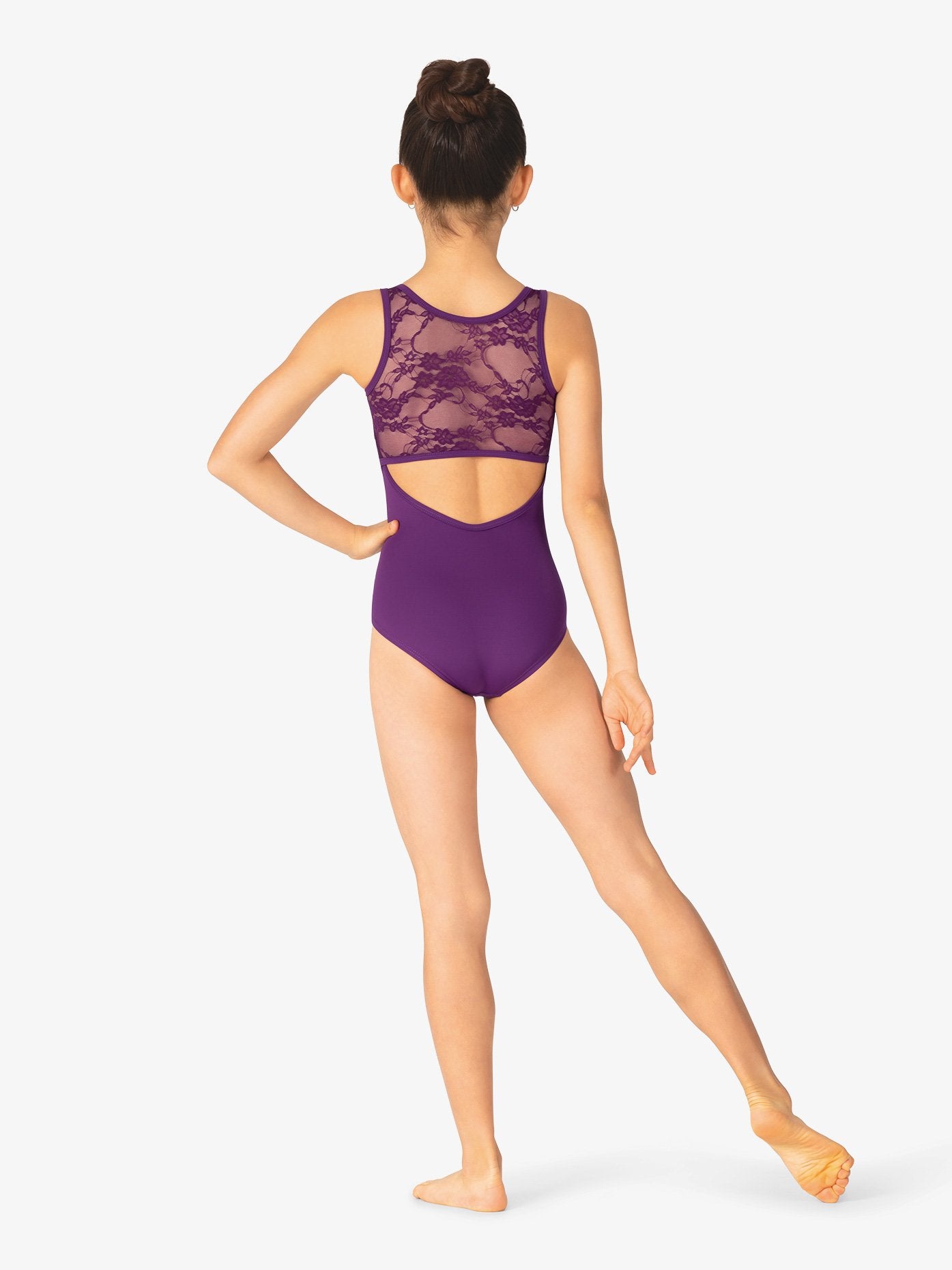 Womens Lace Back Keyhole Purple Tank Leotard