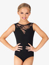 Girls Low-Back Lace Tank Black Leotard