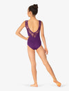 Girls Low-Back Lace Tank Purple Leotard