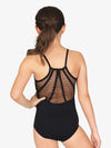 Girls Scallop Mesh Camisole Black Leotard