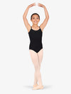 Girls Scallop Mesh Camisole Black Leotard