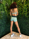 Womens Green Color Blocked 3" Shorts