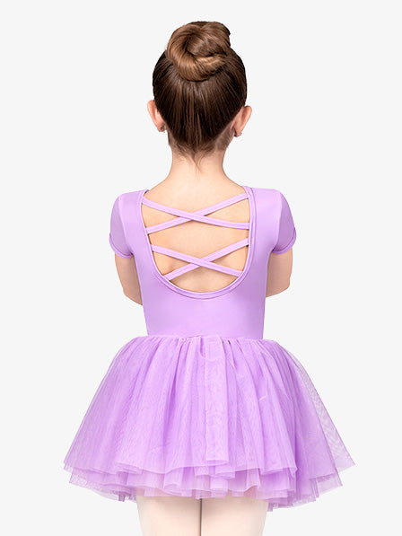 Girls Cross Back Tutu Purple Dress