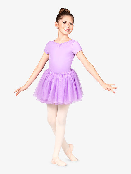 Girls Cross Back Tutu Purple Dress