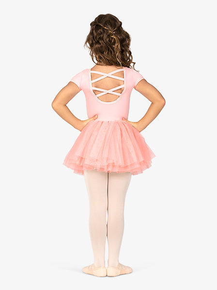 Girls Cross Back Tutu Pink Dress