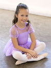 Girls Short Sleeve Star Purple Dress