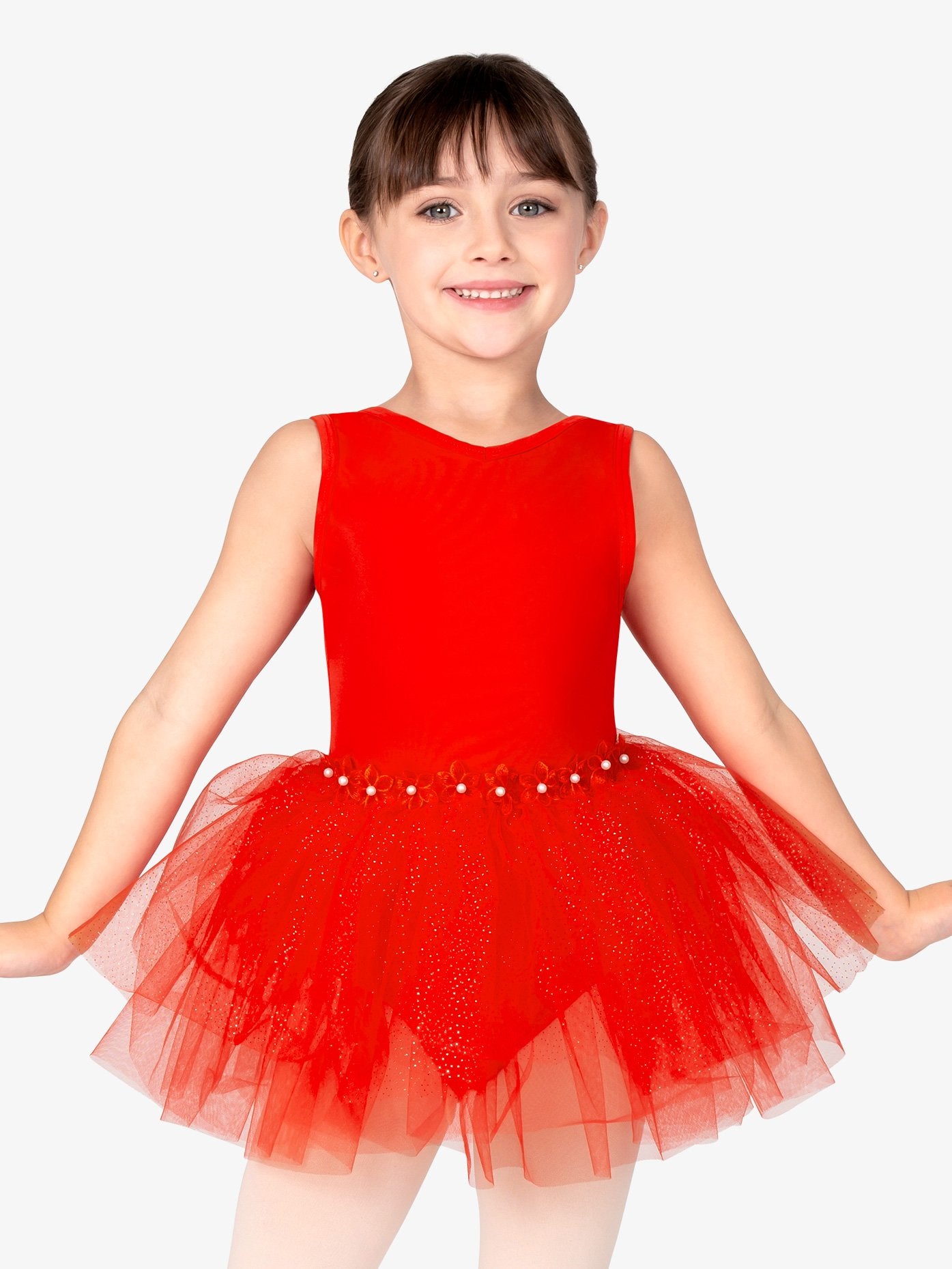 Girls Tank Glitter Red Dress