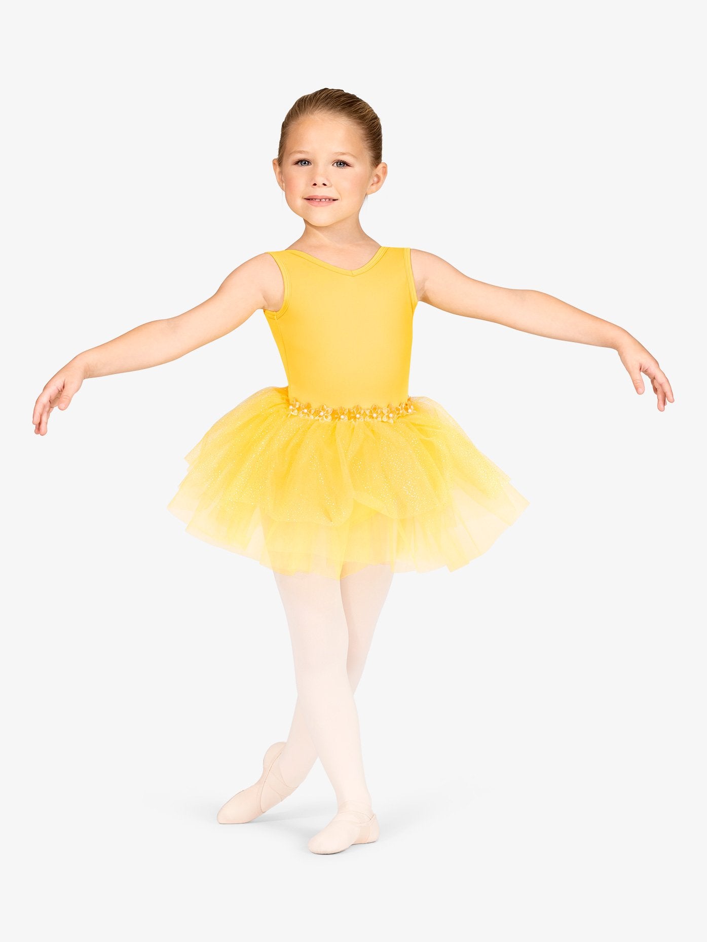 Girls Tank Glitter Yellow Dress