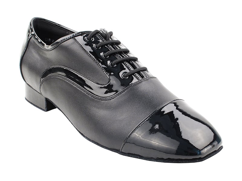 Black patent and black leather dance shoes