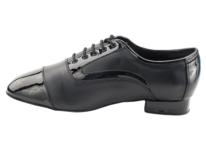 Black patent and black leather dance shoes