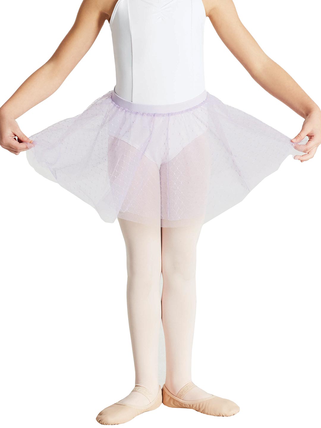 Double layer pull-on skirt for girls, featuring a layered design