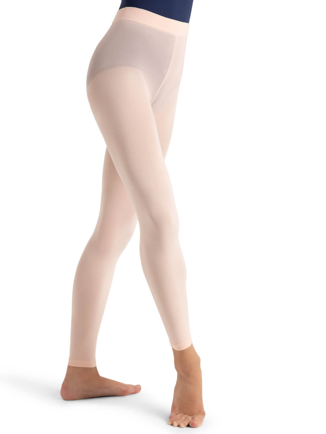 Footless tights with self-knit waistband for comfort - pink