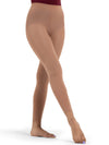 Footless tights with self-knit waistband for comfort - tan