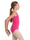 High-neck tank leotard for girls, featuring a sleek and comfortable design - pink
