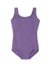 High-neck tank leotard for girls, featuring a sleek and comfortable design - purple