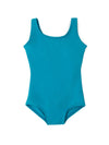 High-neck tank leotard for girls, featuring a sleek and comfortable design - blue