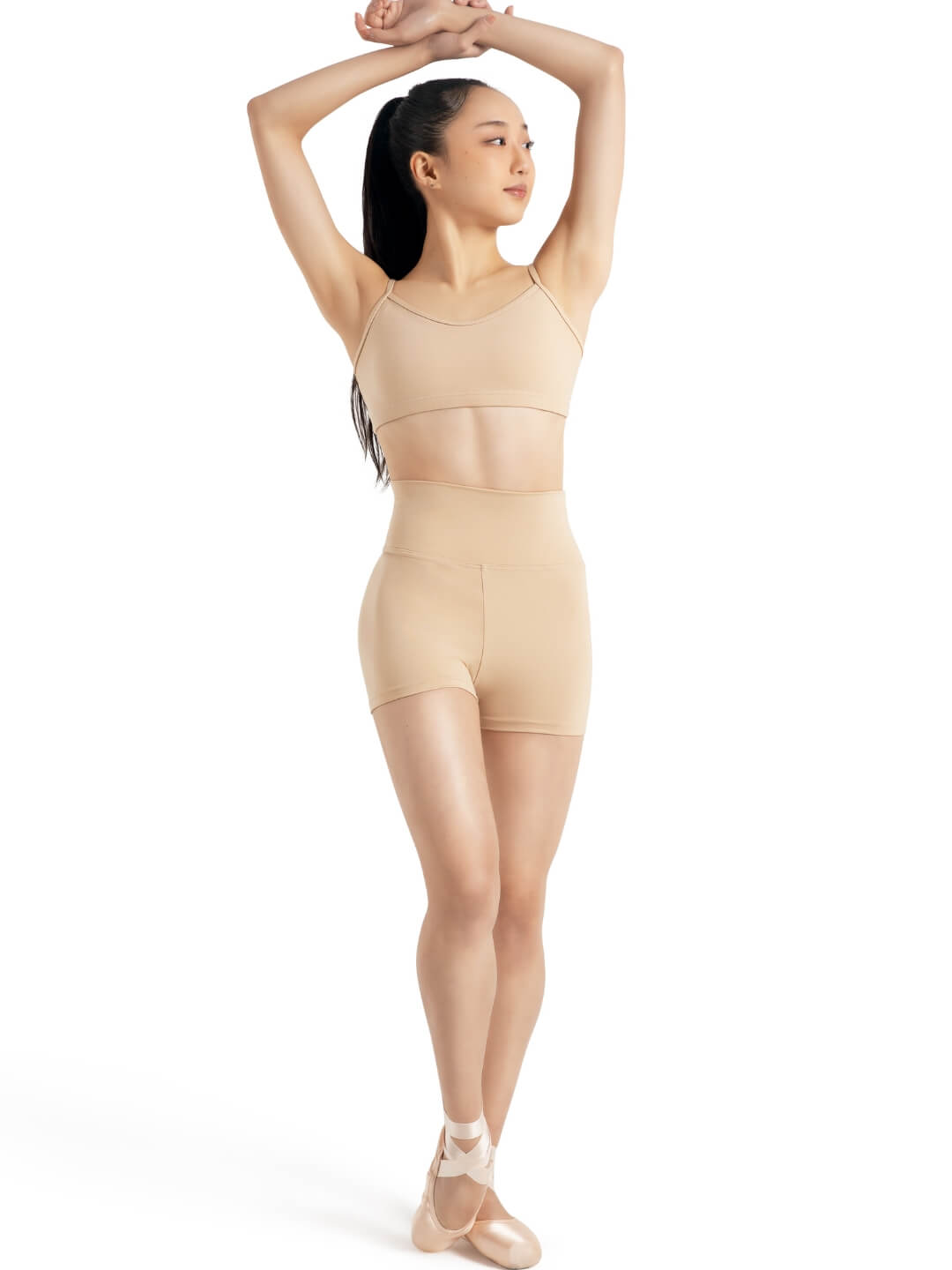 High Waisted Shorts, stylish and comfortable with a flattering fit for activewear - tan