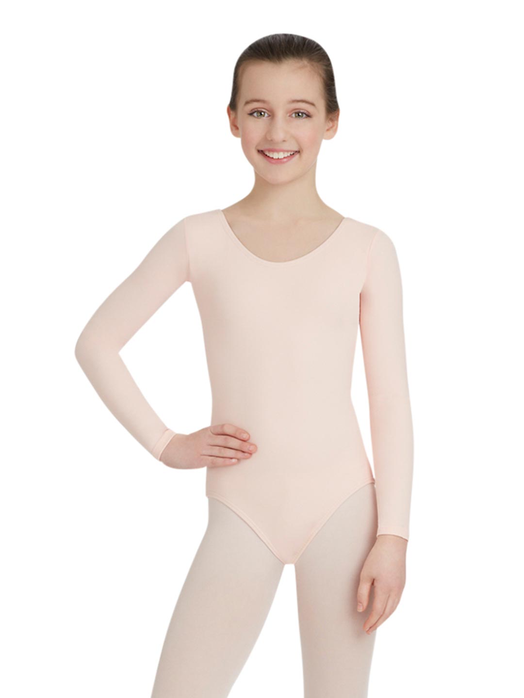 Long Sleeve Leotard – Girls' classic long-sleeve leotard - white