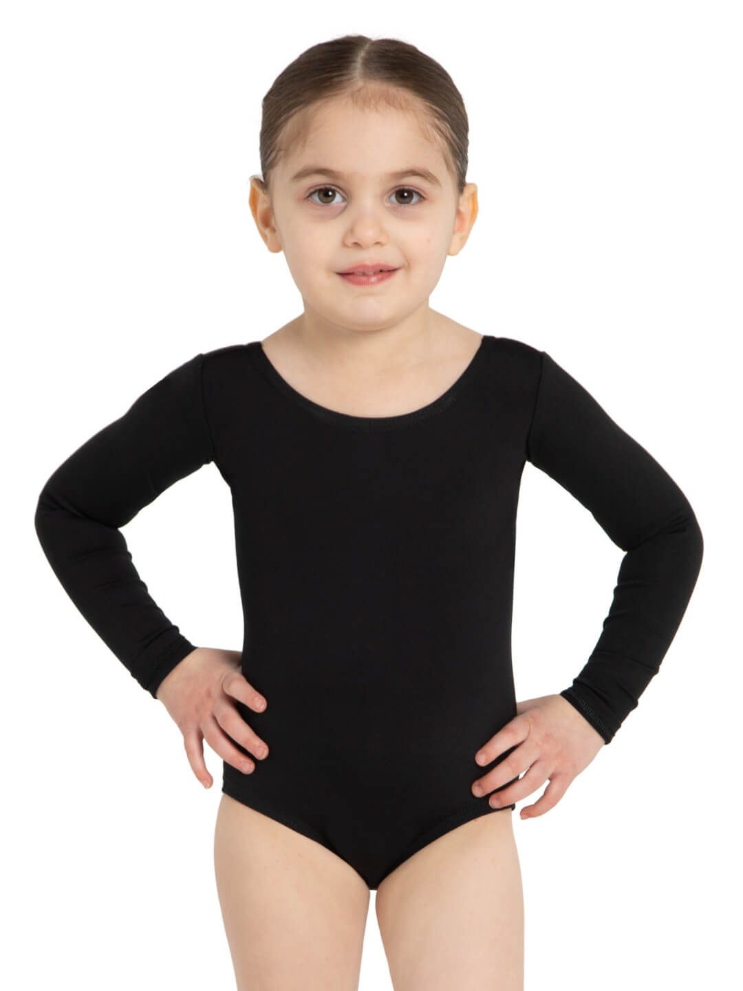 Long Sleeve Leotard – Girls' classic long-sleeve leotard - black