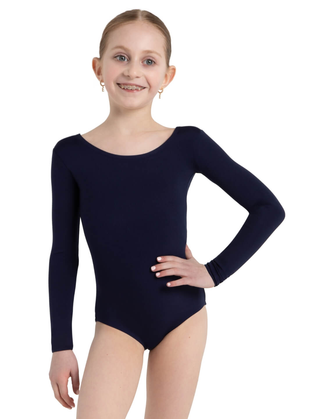 Long Sleeve Leotard – Girls' classic long-sleeve leotard - black