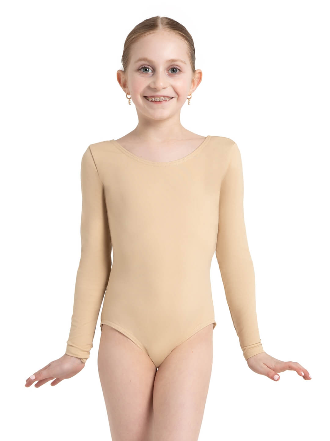 Long Sleeve Leotard – Girls' classic long-sleeve leotard - tan