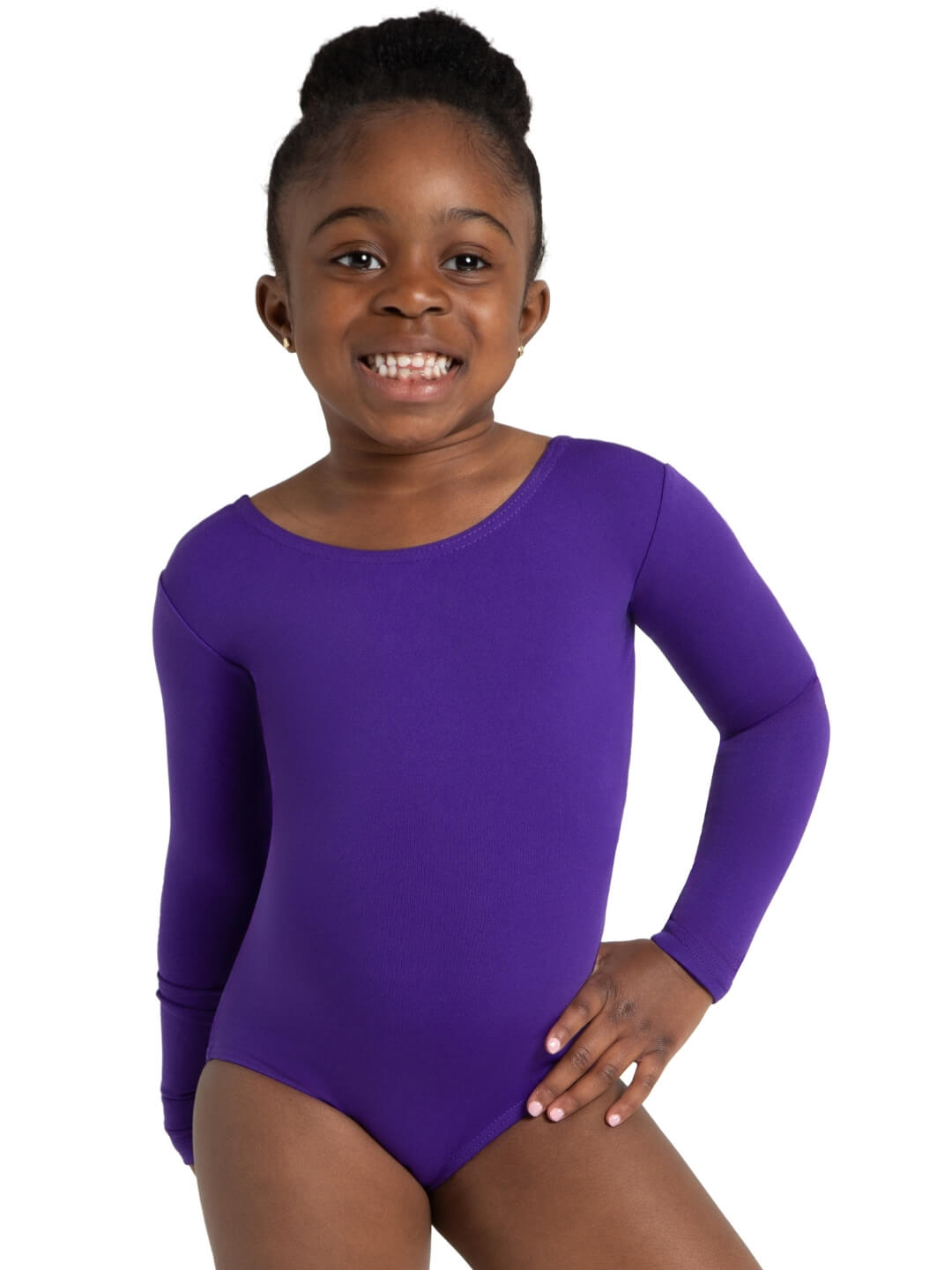 Long Sleeve Leotard – Girls' classic long-sleeve leotard - purple