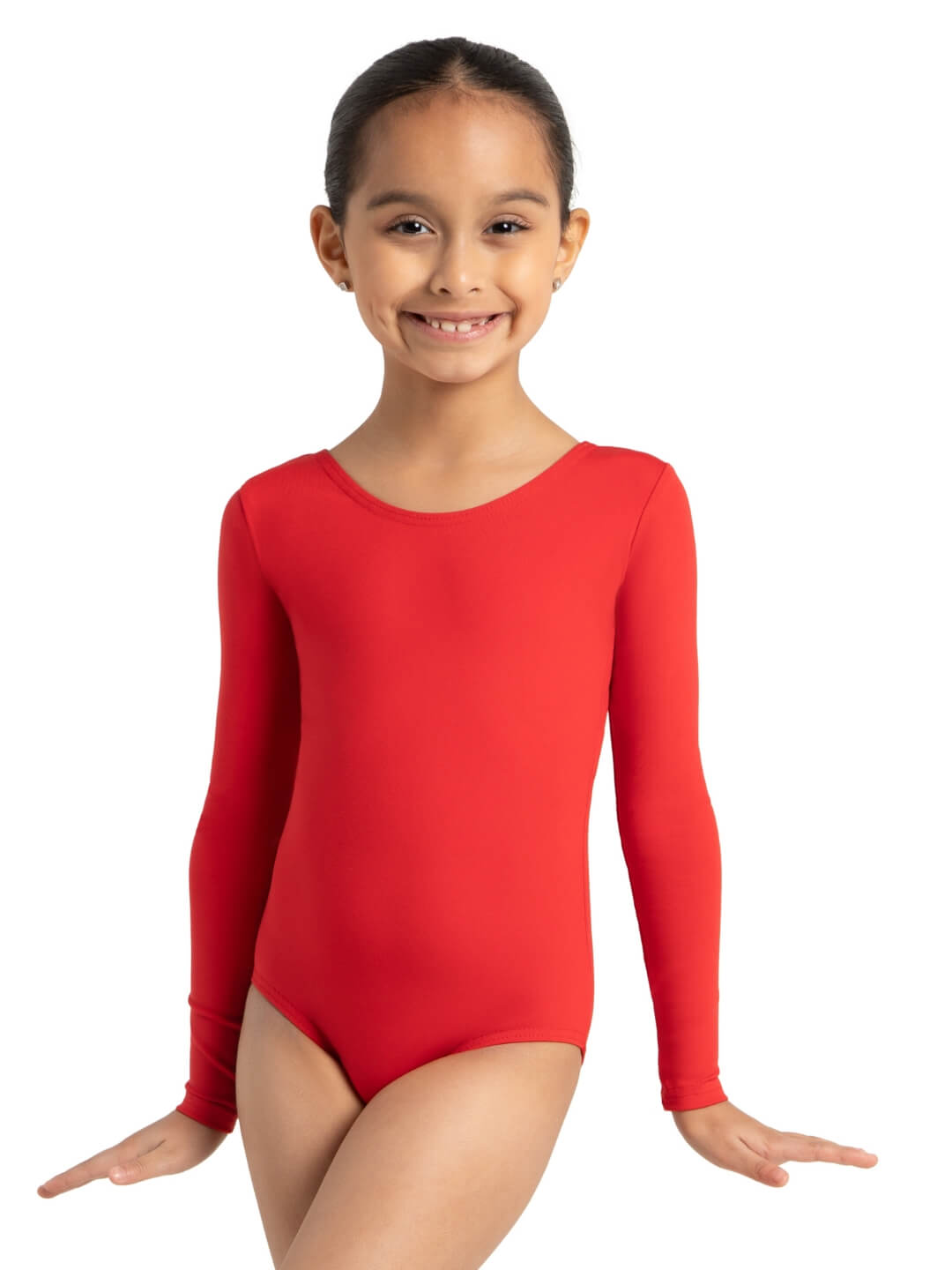 Long Sleeve Leotard – Girls' classic long-sleeve leotard - red